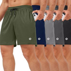 Men's 5-Inch Quick Dry Mesh Athletic Shorts with Pockets - One Size